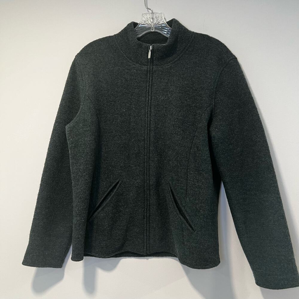 Talbots Petites Zip Up Dark Green Cardigan Jacket Size Medium P